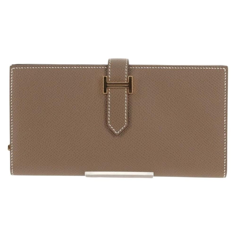 Hermes Leather Beansufla Wallet Beige